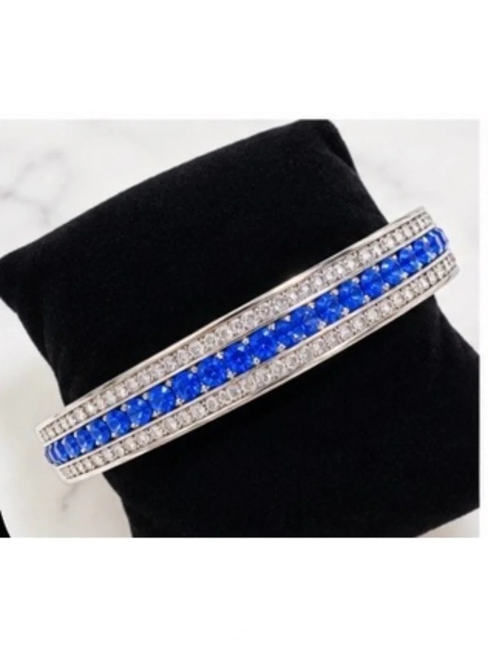 Camrose & Kross Jacqueline Kennedy JBK Blue and Clear Crystal Bangle